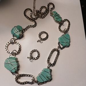 MODERN TURQUOISE NECKLACE 7 EARINGS